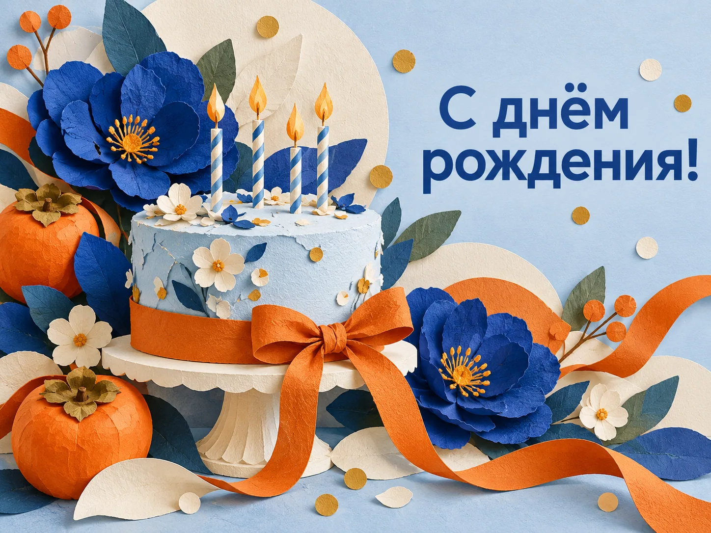 Пример идеи открытки с надписью «С днём рождения»