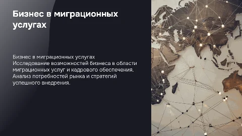 Бизнес проект в области миграционные услуги и кадры