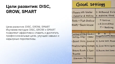Постановка целей профессионального развития: DISC, GROW, SMART