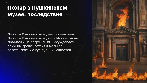 Пожар в Пушкинском музее в Москве