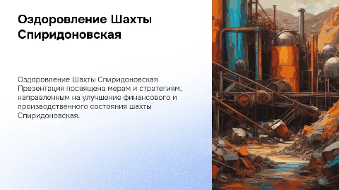 Оздоровление предприятия ШАХТА СПЕРИДОНОВСКАЯ