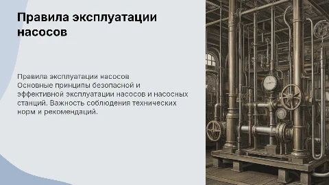 правила тех.эксплуатации насосов и насосных станций