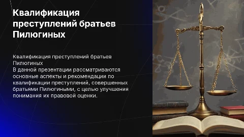 Презентация по квалификации преступлений братьев Пилюгиных