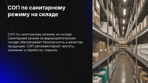 СОП по санитарному режиму на фармацевтическом складе
