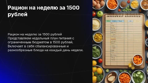 Рацион питания на неделю за 1500 рублей: план и советы