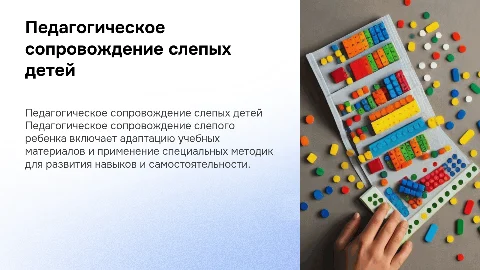 педагогическое сопровождения слепого ребенка
