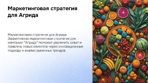 Маркетинговая стратегия для компании "Агрида"