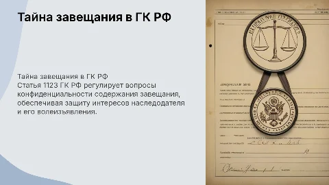 Тайна завещания: статья 1123 Гражданского кодекса РФ