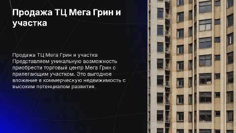 Презентация по продаже торгового центра Мега Грин