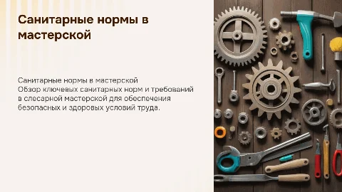 Санитарные нормы в слесарной мастерской (с пунктами)