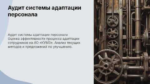 Аудит эффективности системы адаптации персонала АО «КУМЗ»