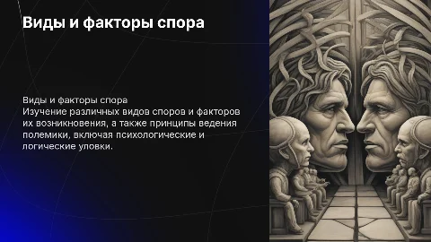 Презентация о видах и факторах спора и полемики