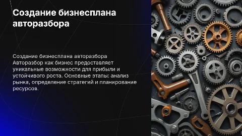 Создание бизнесплана авторазбора