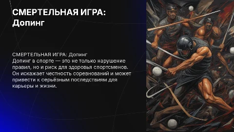 СМЕРТЕЛЬНАЯ ИГРА. Допинг