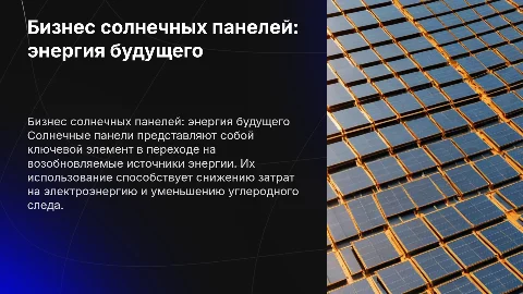 бизнес солнечных панелей