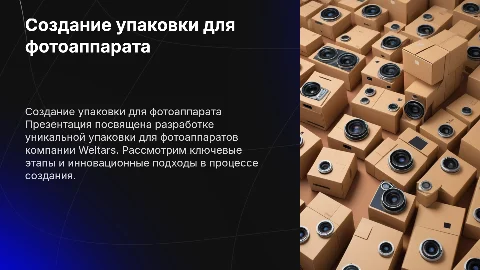 о создании упаковки для фотоаппарата для компании Weltars