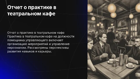 Отчет о практике в театре: помощник управляющего в кафе