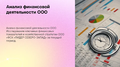 Анализ финансово-хозяйственной деятельности предприятия ООО «ФСК «ЛИДЕР СЕВЕРО-ЗАПАД»
