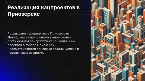 Доклад о реализации нацпроектов в Приозерске