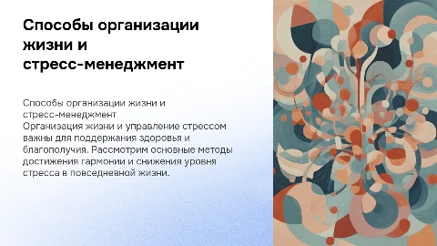 Способы организации жизни и управление стрессами