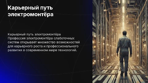 Карьерный путь студента электромонтёра слаботочных систем