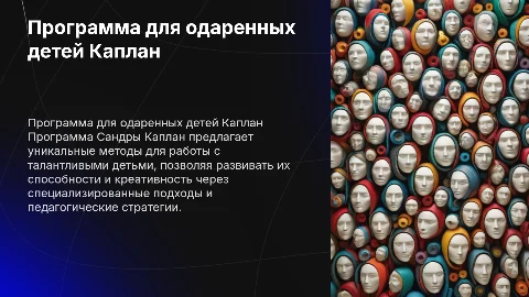Программа работы с одаренными детьми Сандры Каплан