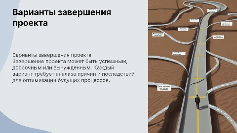 Варианты завершения проекта и их характеристика