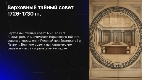 Деятельность верховного тайного совета при Екатерине 1 и Петре 2