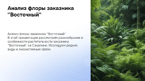 анализ флоры заказника "Восточный" Сахалин