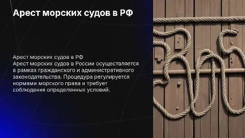 Арест морских судов по законодательству Российской Федерации