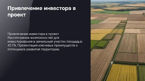 Земельный участок 43 ГА. Привлечение инвестора