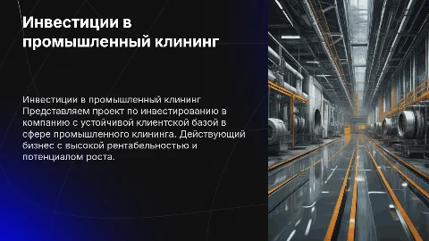 Инвестиционный проект в сфере промышленного клининга