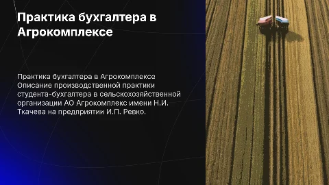 Производственная практика бухгалтера в Агрокомплексе