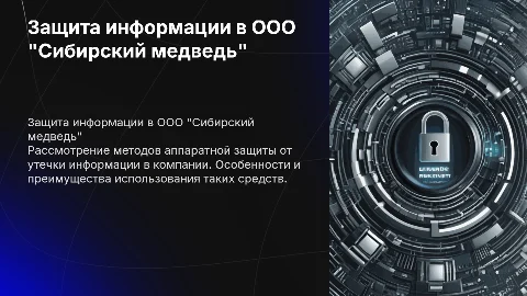 Защита каналов утечки информации в ООО "Сибирский медведь"