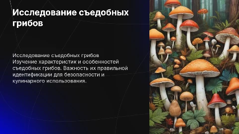 Исследование грибов съедобных
