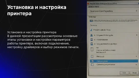 установка и настройка параметров функционирования принтера