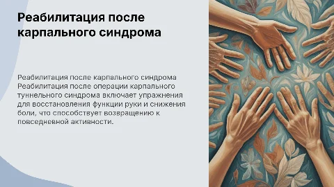 Послеоперационная реабилитация при карпальном туннельном синдроме