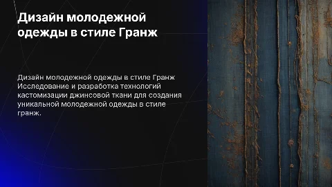 Разработка дизайна молодежной одежды в стиле гранж