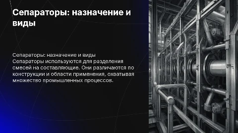 Сепараторы: назначение, конструкция, виды, область применения