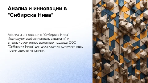 Анализ эффективности стратегической деятельности "Сибирска Нива"