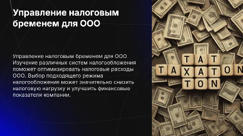 Управление налоговым бременем для выбора системы налогообложения
