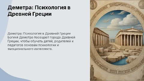 Деметра: Психологическое просвещение в Древней Греции