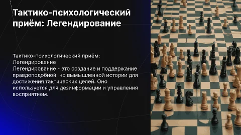 8. Тактико-психологический приём - «Легендирование»
