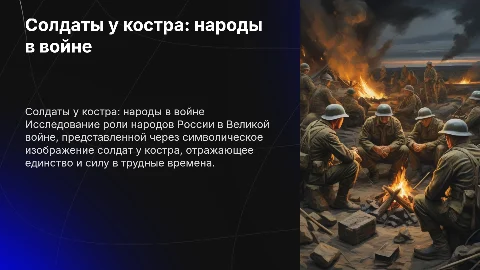 Рисунок солдат у костра: народы России в великой войне