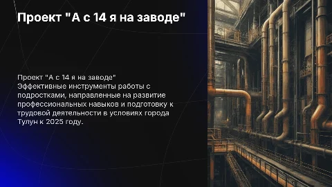 Проект "А с 14 я на заводе": инструменты работы с подростками
