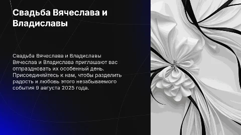 Свадебная презентация Вячеслава и Владиславы на белом фоне