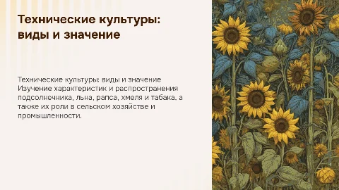 Характеристика и значение технических культур: подсолнечник, лен