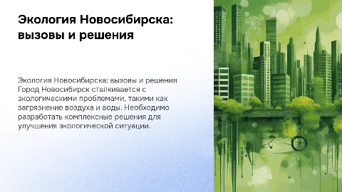 Экология города Новосибирска: проблемы и пути их разрешения