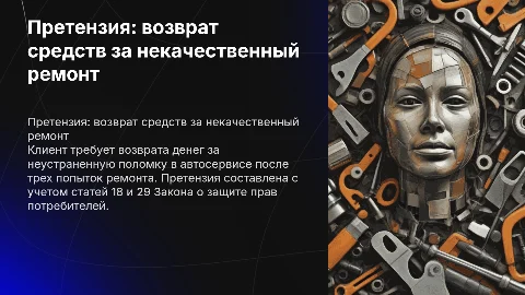 Претензия по ЗоЗПП: возврат денег за некачественный ремонт