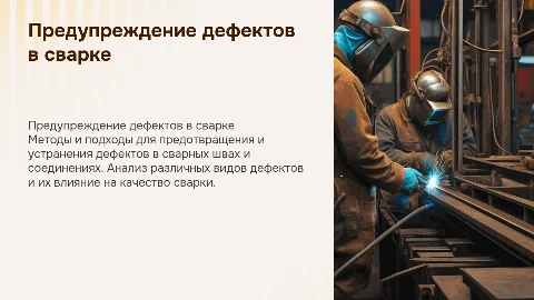 Предупреждение дефектов в сварных швах и соединениях